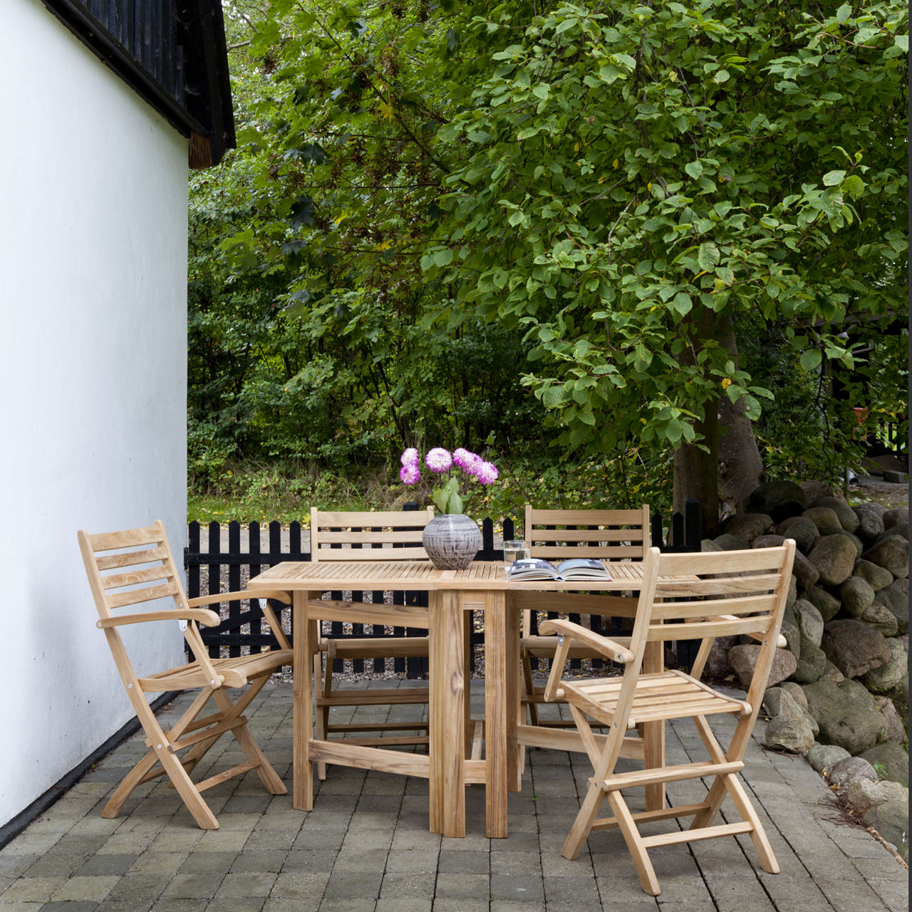 Butterfly & York - klaffbord & fyra stolar - teak