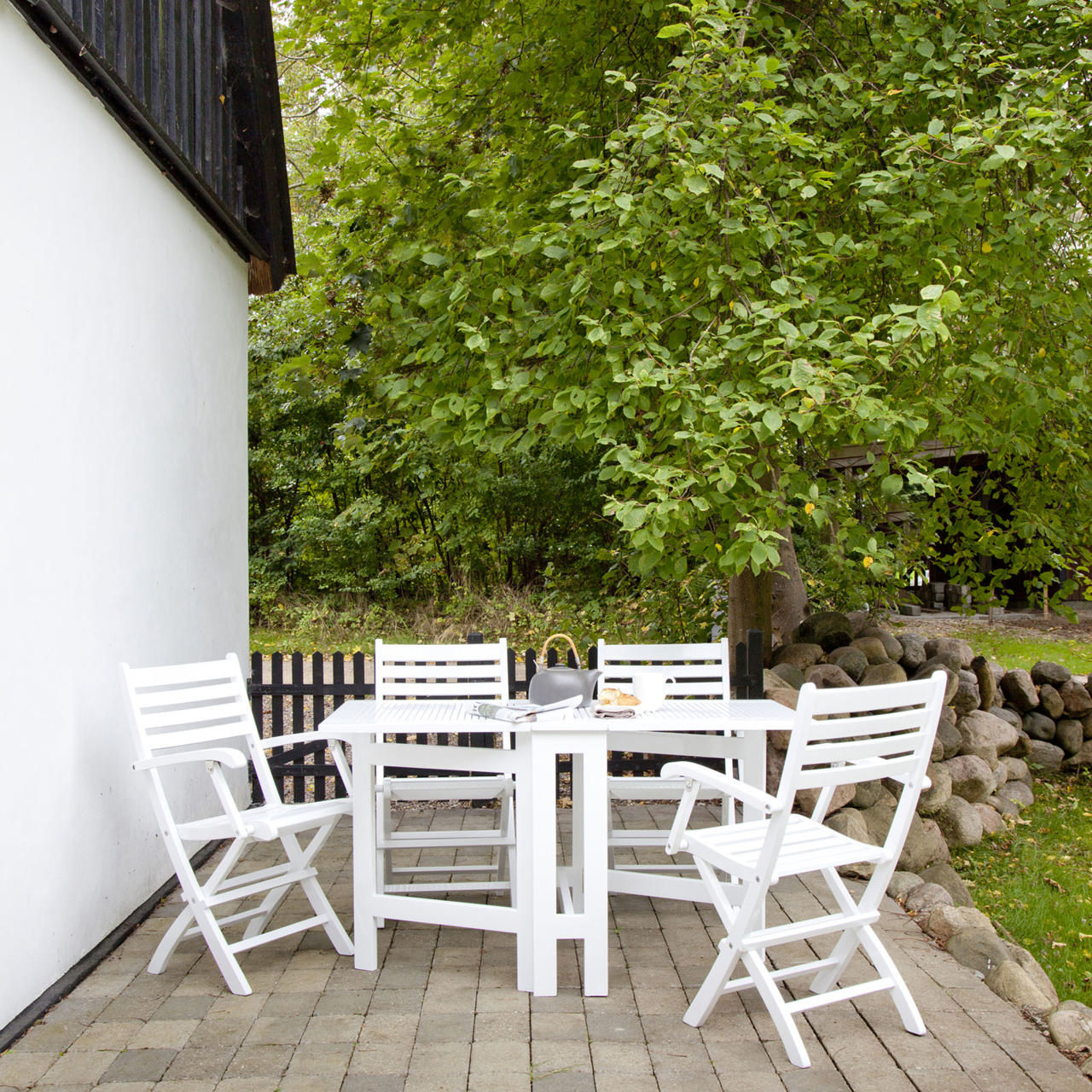 Butterfly & York - klaffbord & fyra stolar - vit