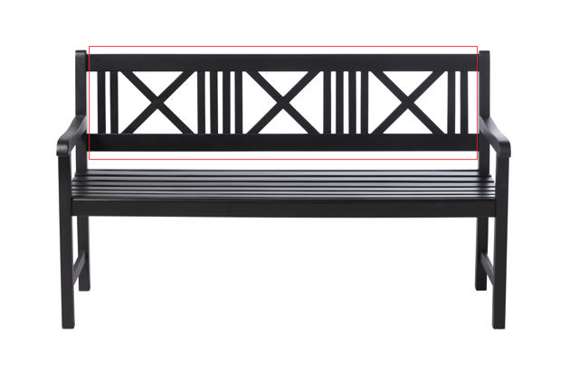 Lös rygg till Rosenborgbänk, BILKA, matt svart 