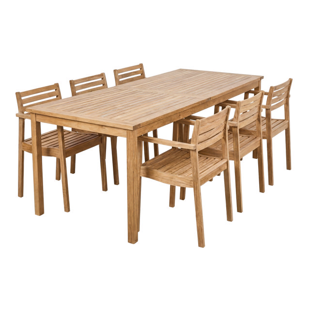 Rosenholm set - sex stolar & bord - teak