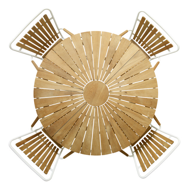 Ellen set - bord Ø110 & fyra stolar - vit