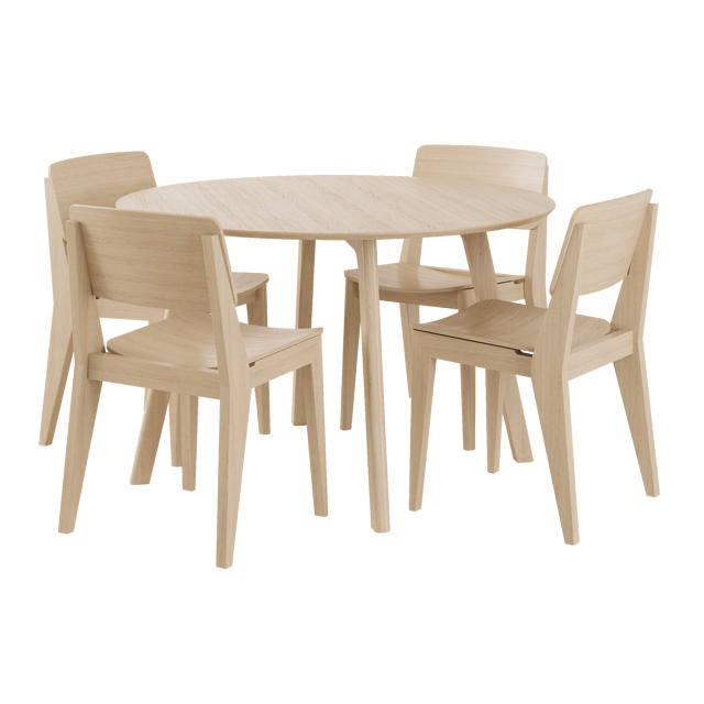 Elvo set - runt matbord & fyra stolar