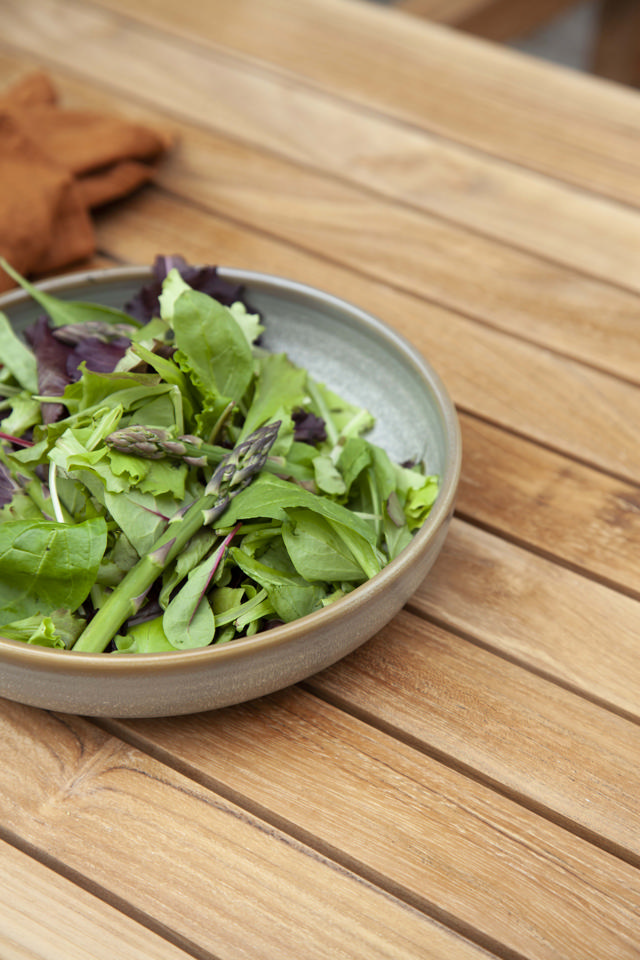 Rosenborg set - tresitsbänk, två stolar & bord - teak