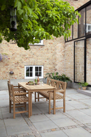 Rosenborg set - tresitsbänk, två stolar & bord - teak