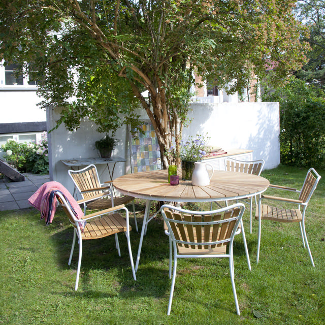 Ellen set - bord Ø130 & fem stolar - vit