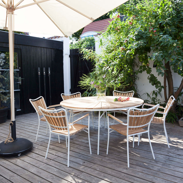 Ellen set - bord Ø150 & sex stolar . vit