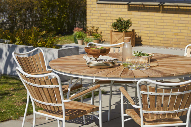 Ellen set - bord Ø150 & sex stolar . vit