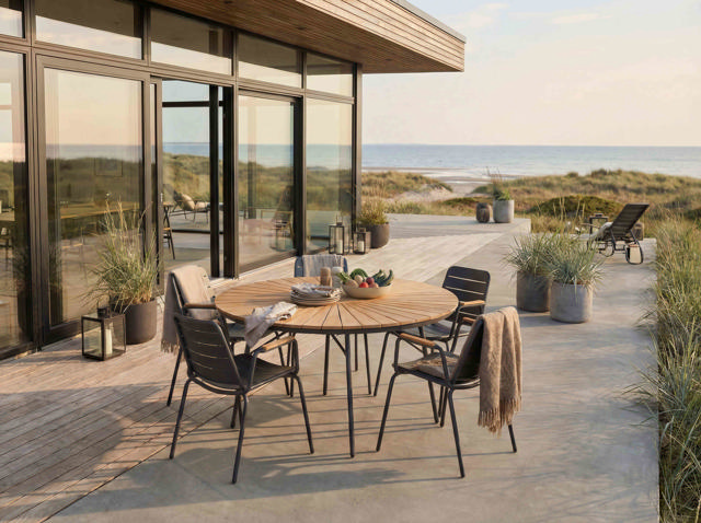 Ellen & Parc set - bord Ø130 & fem stolar - antracit