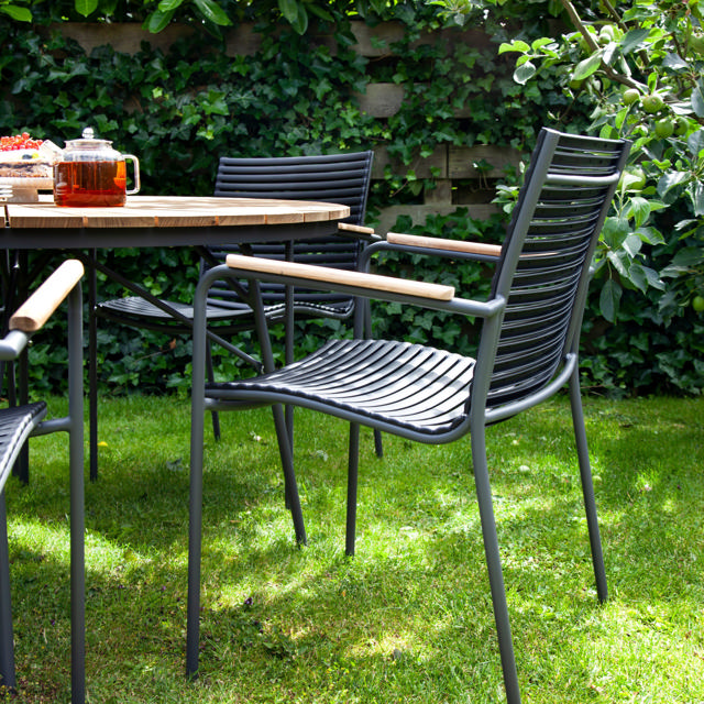 Ellen & Mood Classic set - bord Ø110 & fyra stolar - antracit