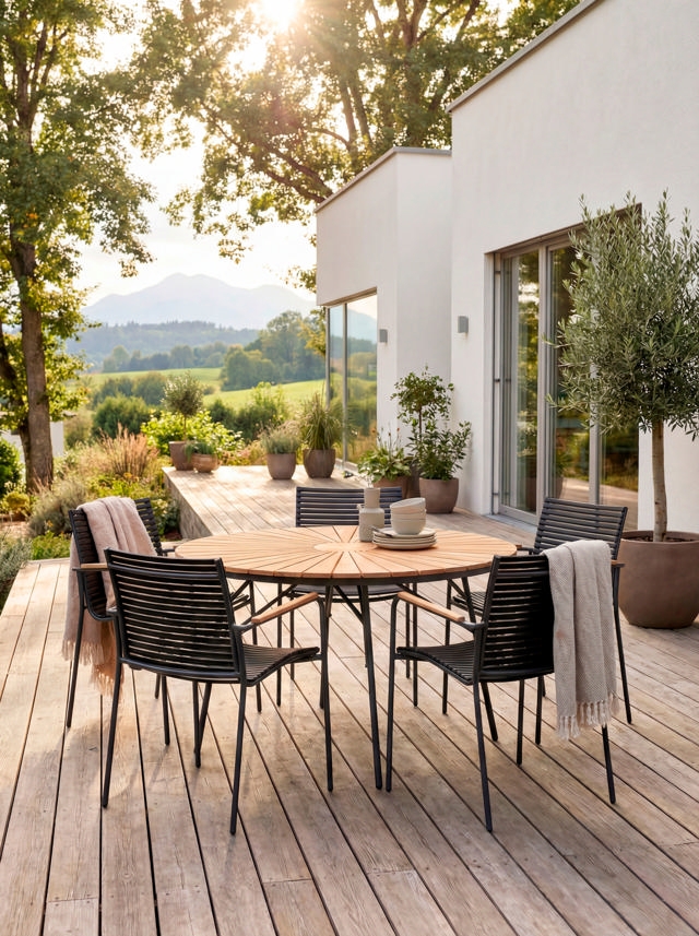 Ellen & Mood Classic set - bord Ø130 & fem stolar - antracit