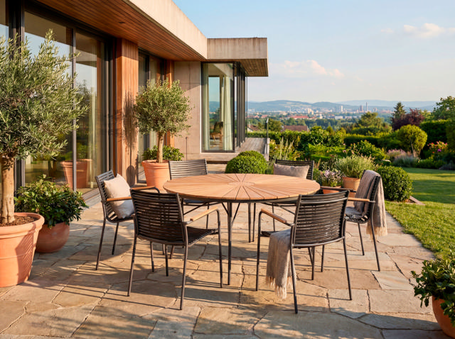 Ellen & Mood Classic set - bord Ø150 & sex stolar - antracit