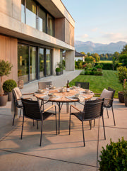 Ellen & Mood Classic set - bord Ø150 & sex stolar - antracit