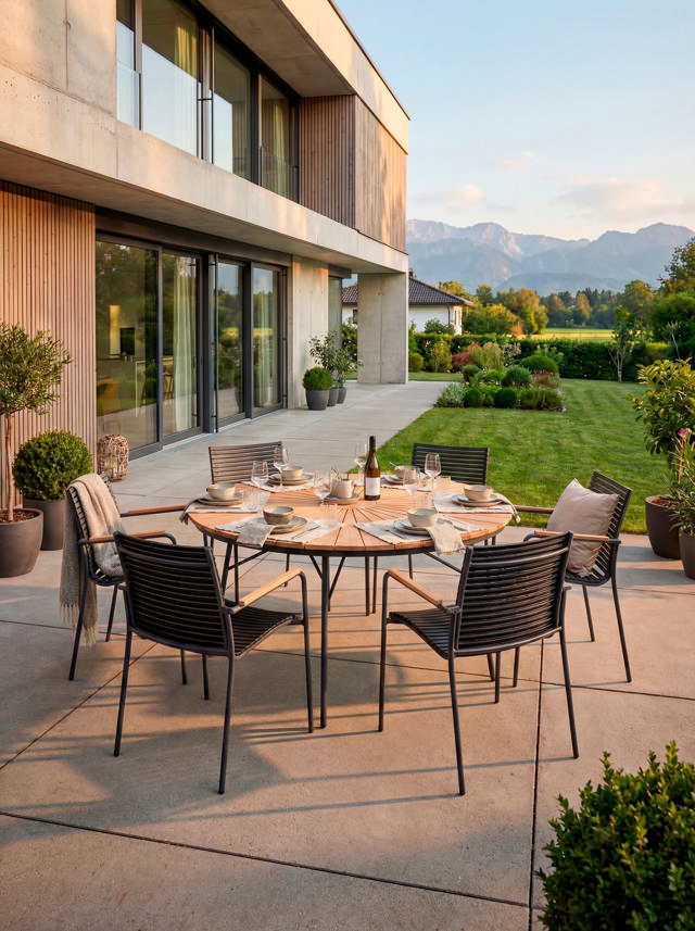 Ellen & Mood Classic set - bord Ø150 & sex stolar - antracit