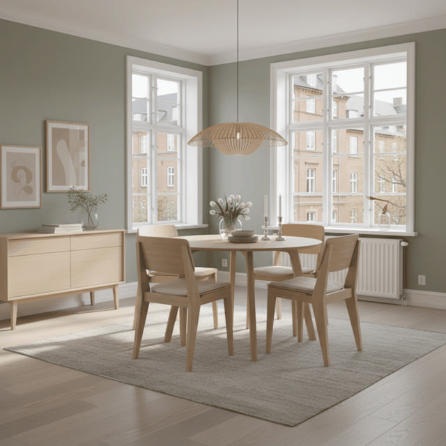 Elvo set - runt matbord & fyra stolar