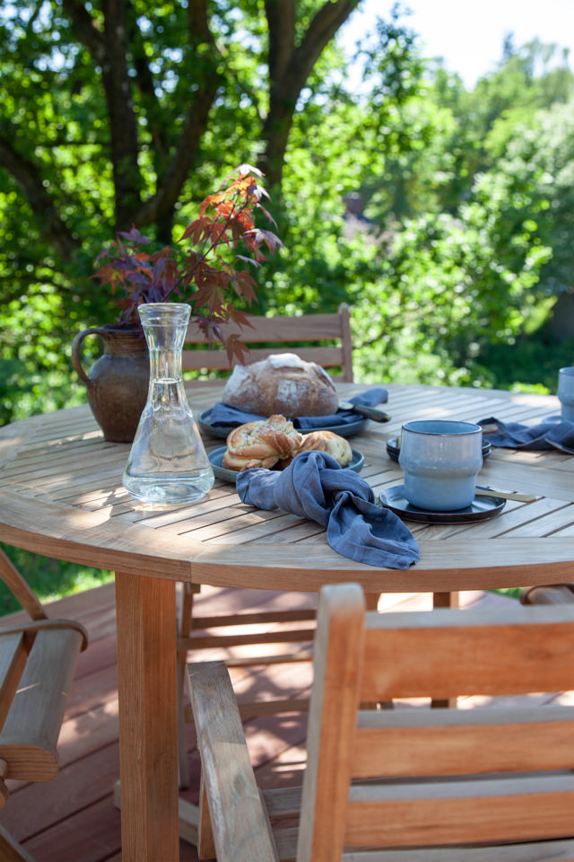 Butterfly fällbord - teak Ø110