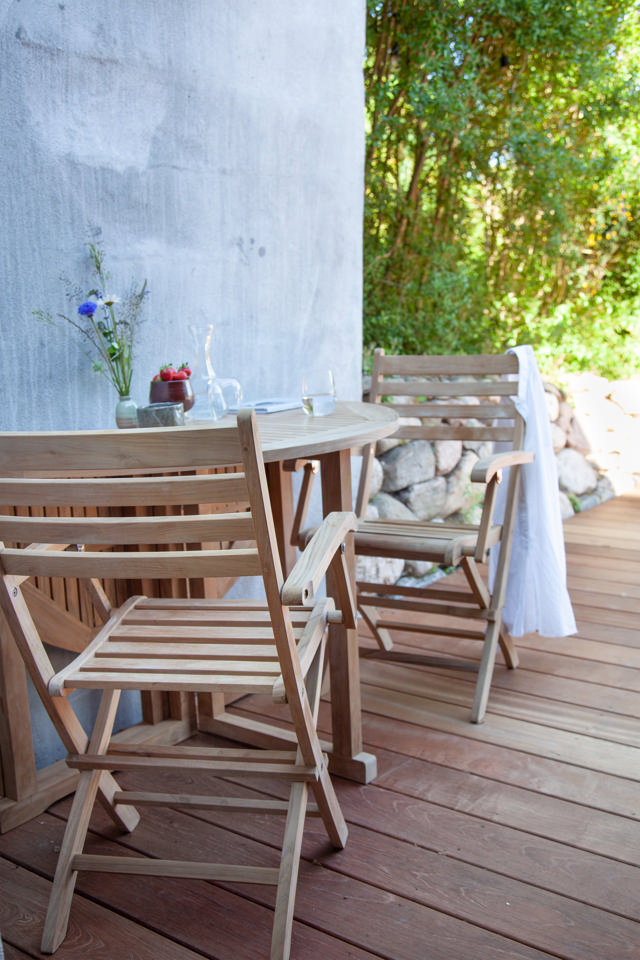 Butterfly fällbord - teak Ø110