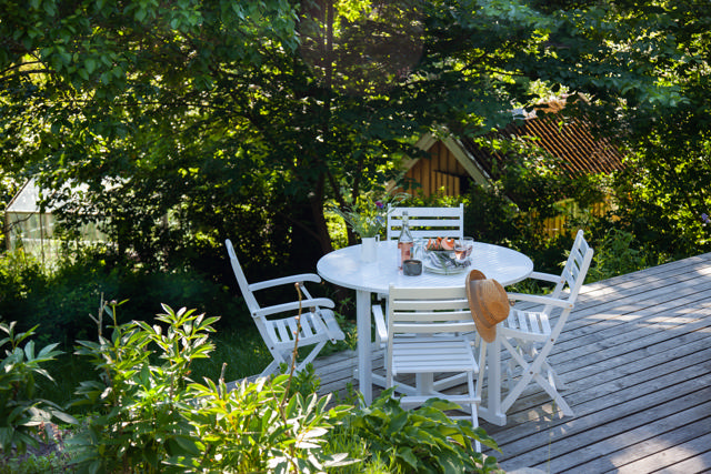 Butterfly fällbord - vitt Ø110