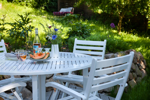 Butterfly fällbord - vitt Ø110