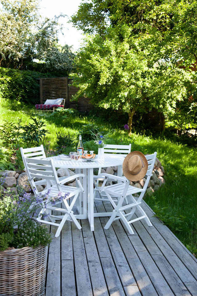 Butterfly fällbord - vitt Ø110