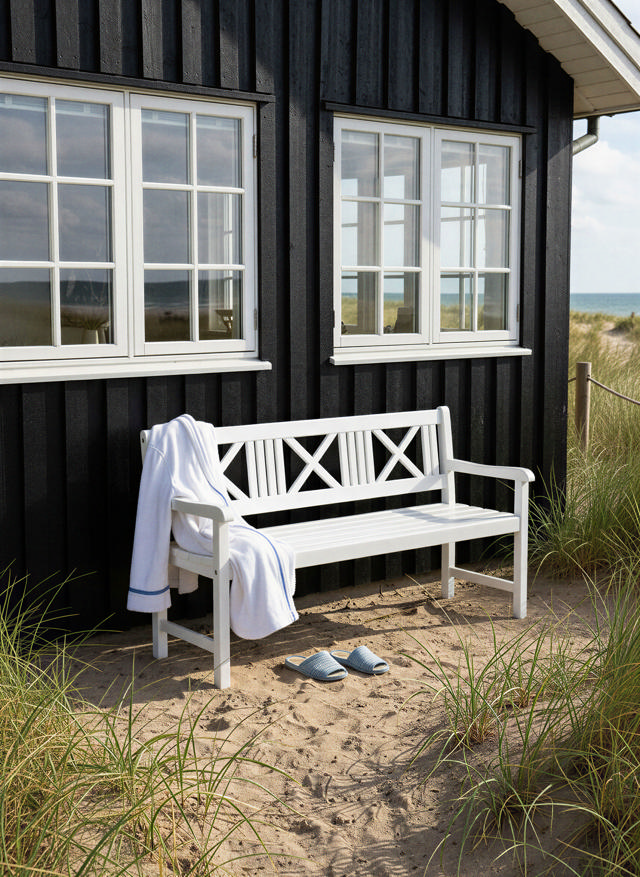 Rosenborg tre-personers bänk - vit